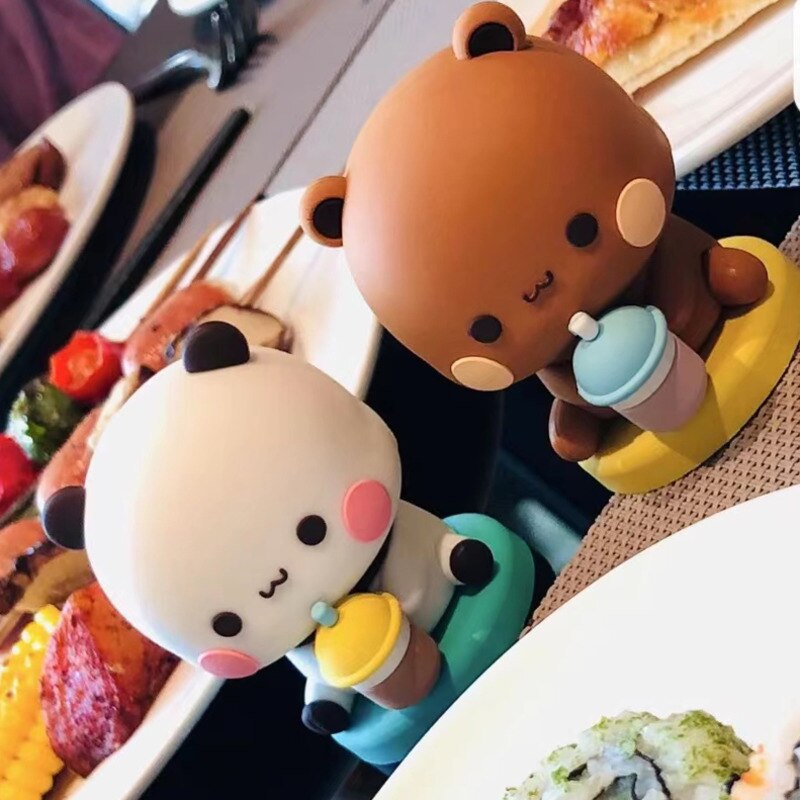 Kawaii Milk Tea Style Bubu Dudu Figure Model Collectible Cute Cartoon Bear Toy Doll Ornaments Mystery Box Children B
